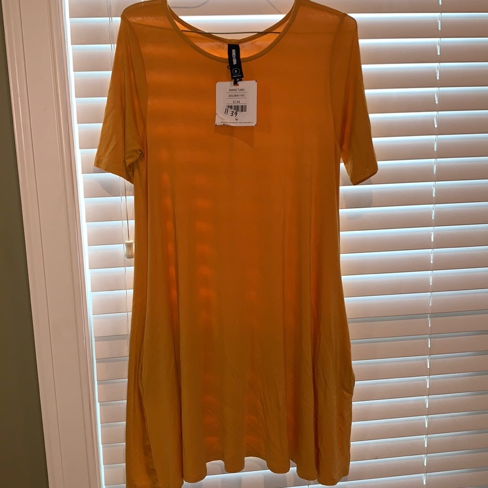 Mustard yellow Swing tunic dress w/pockets